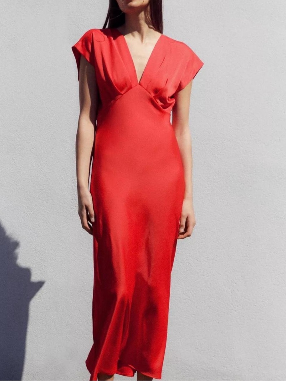 Zara Red V-Neck Maxi Dress